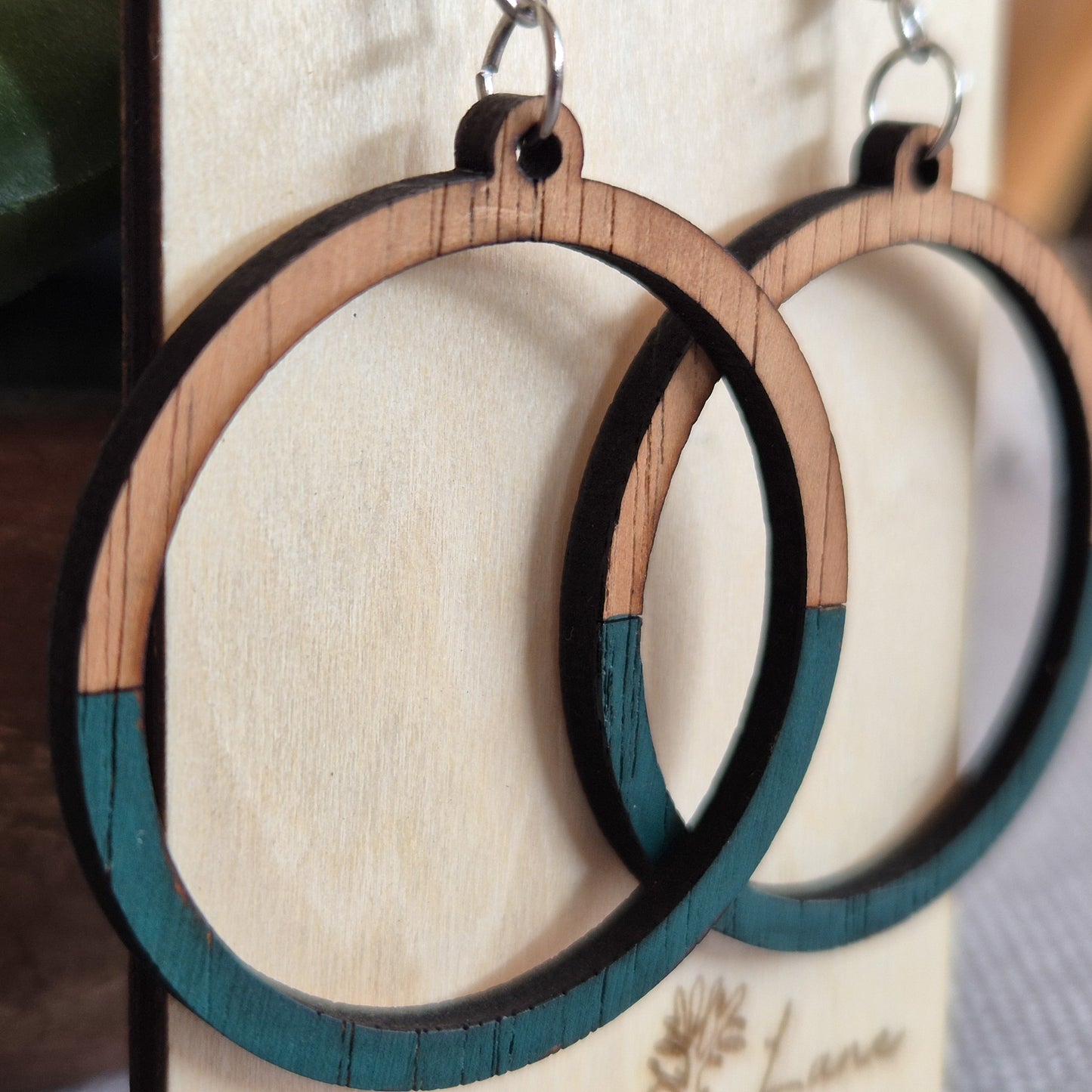 Two Tone Forest Green Circle Drops