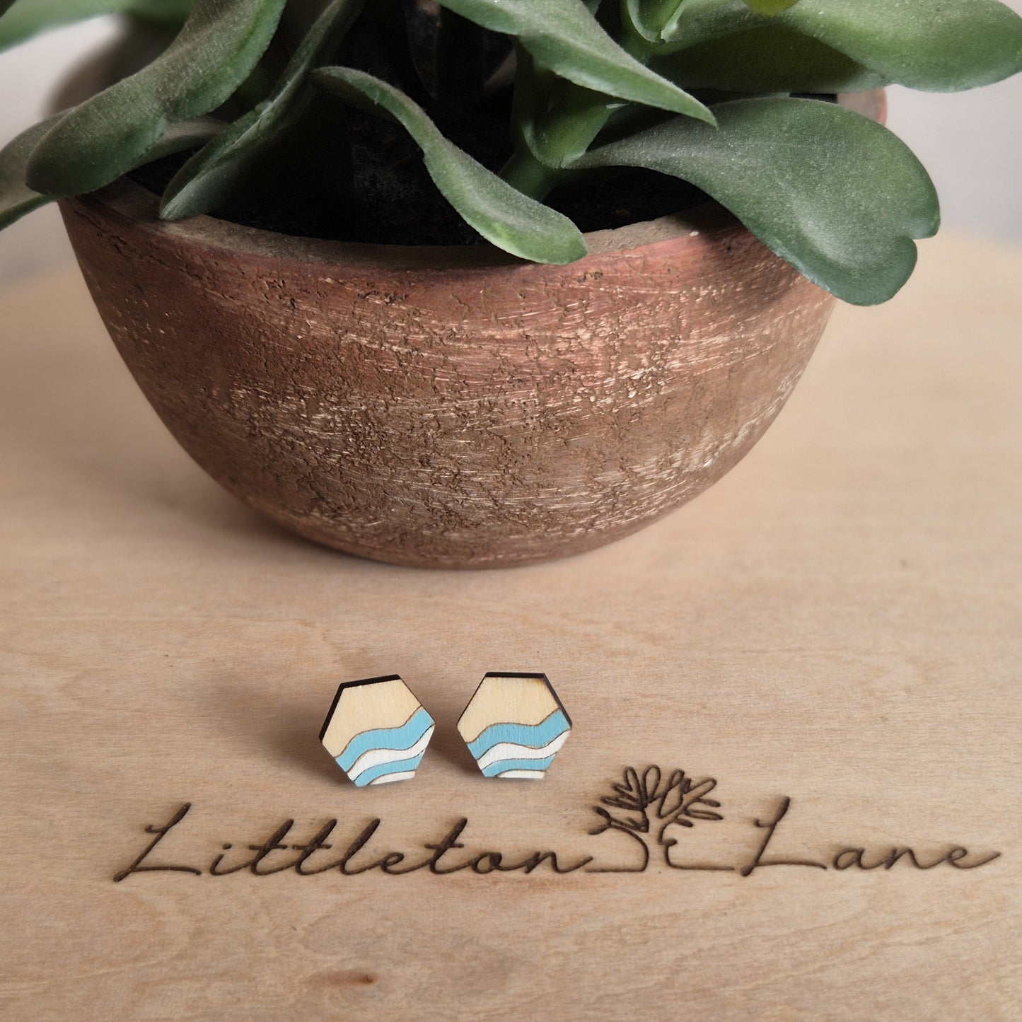Waves Hexagon Studs