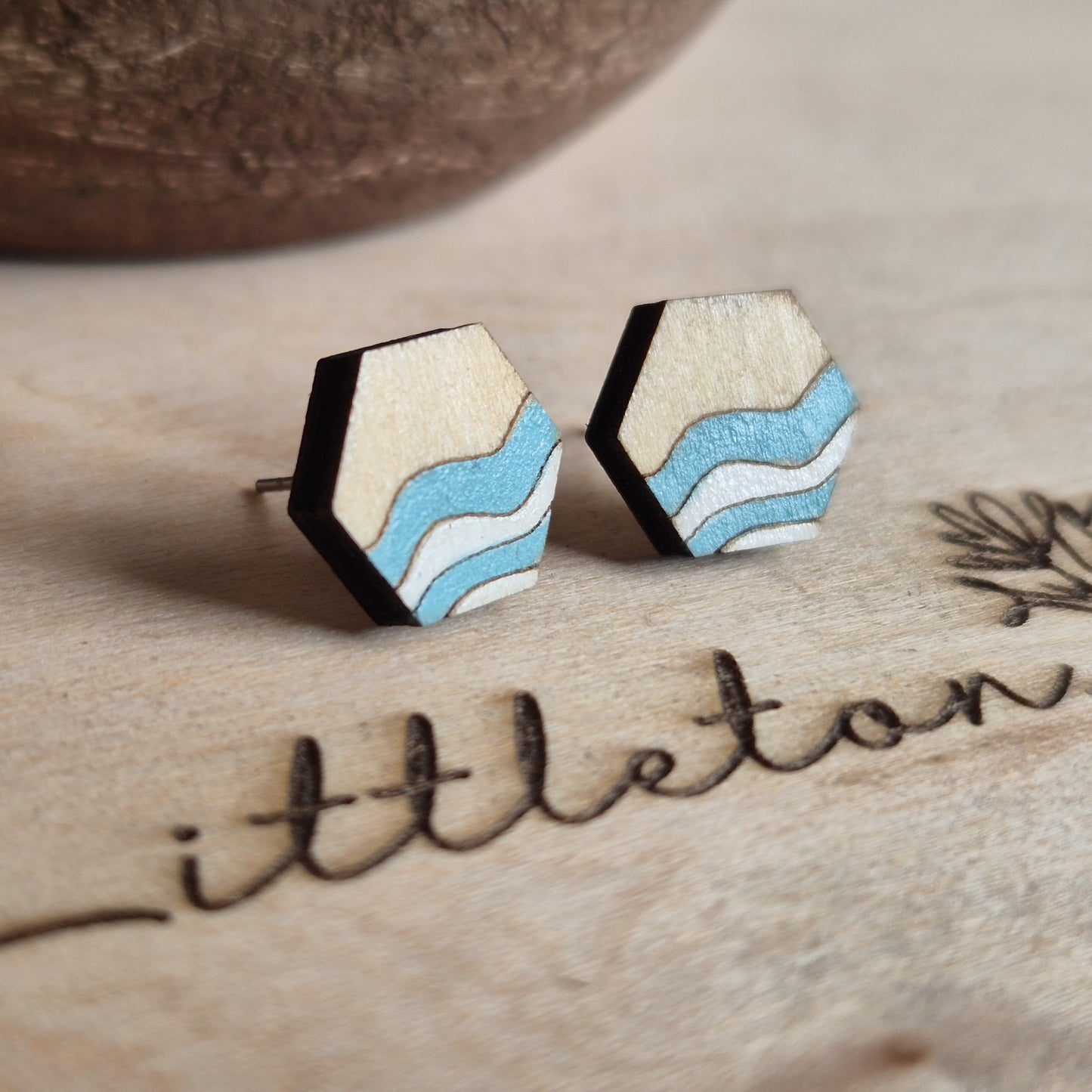 Waves Hexagon Studs