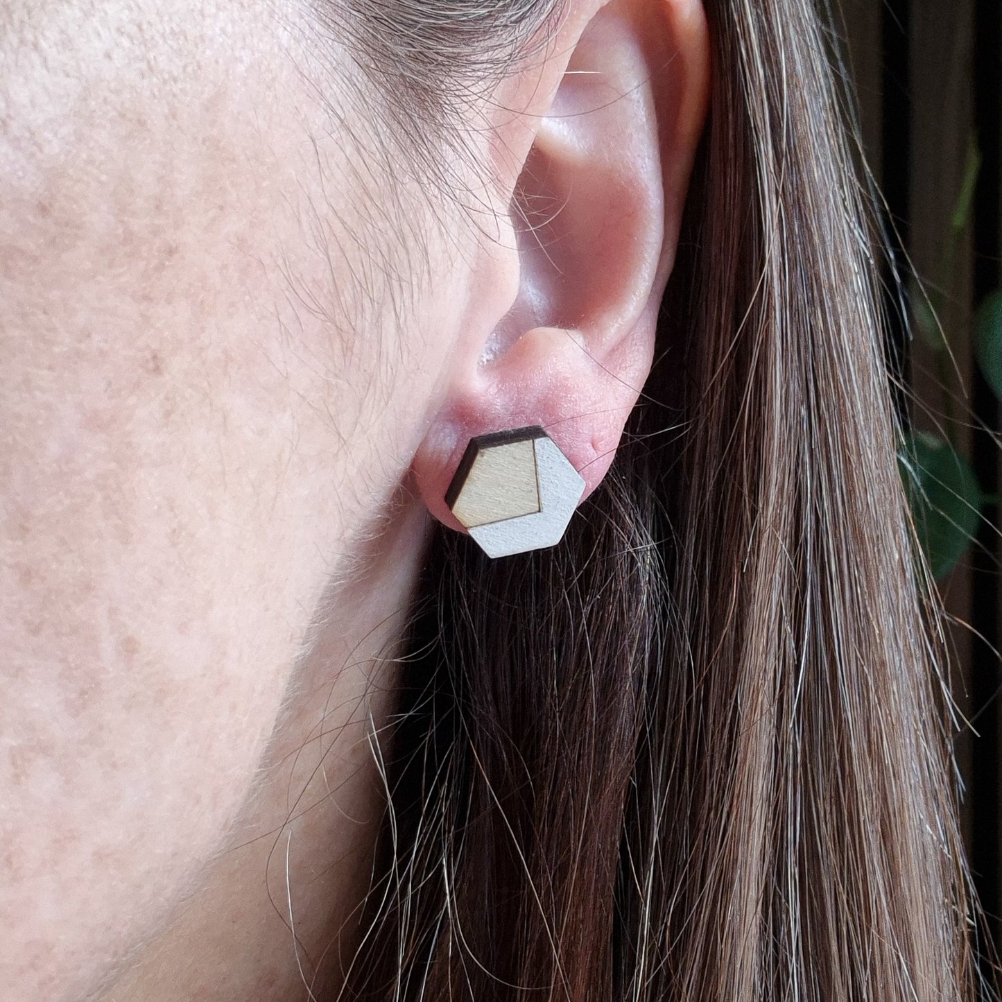 White Hexagon Geo Studs