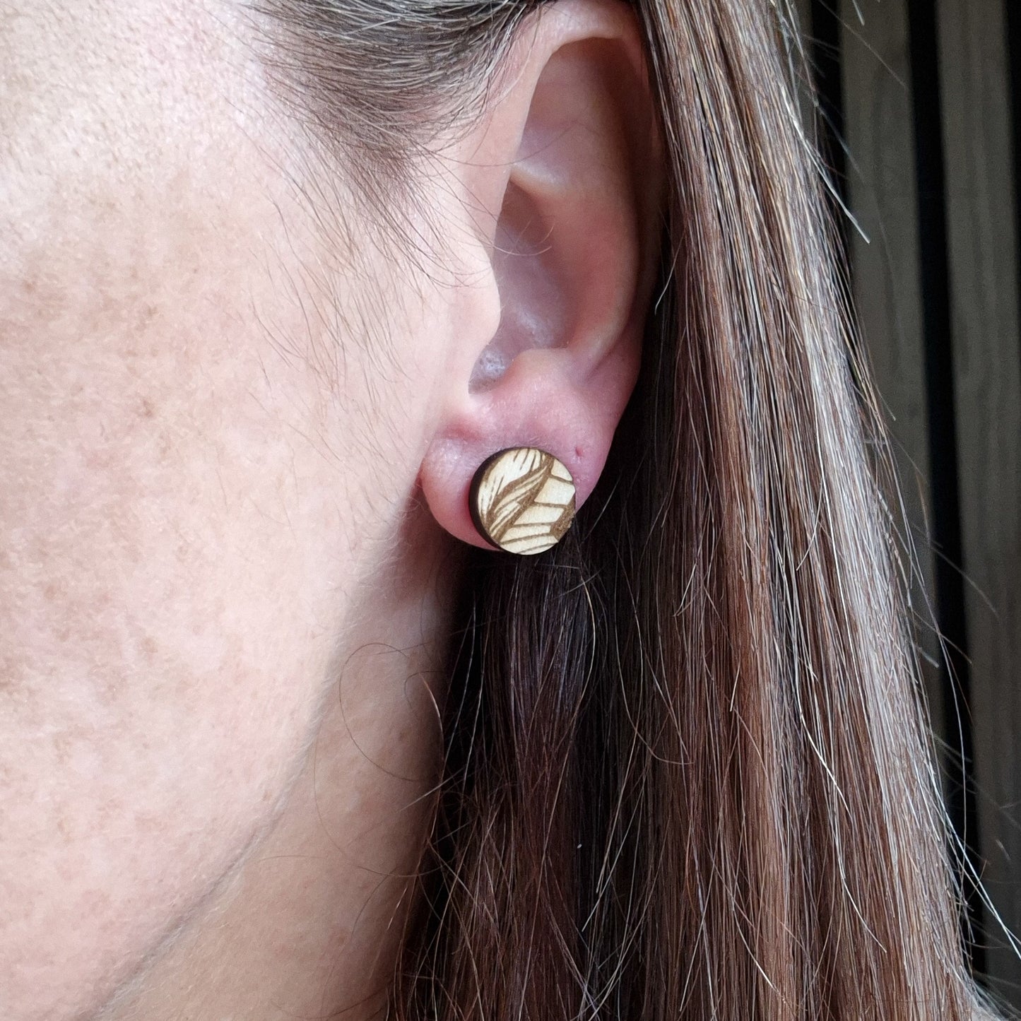 Leaf Engraved Studs
