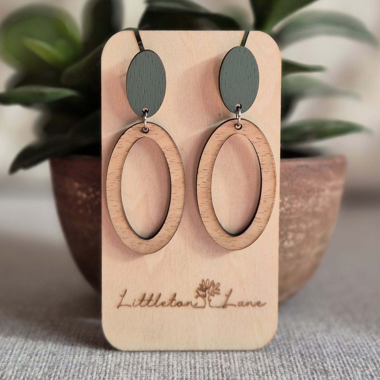 Sage Green Stud Drops