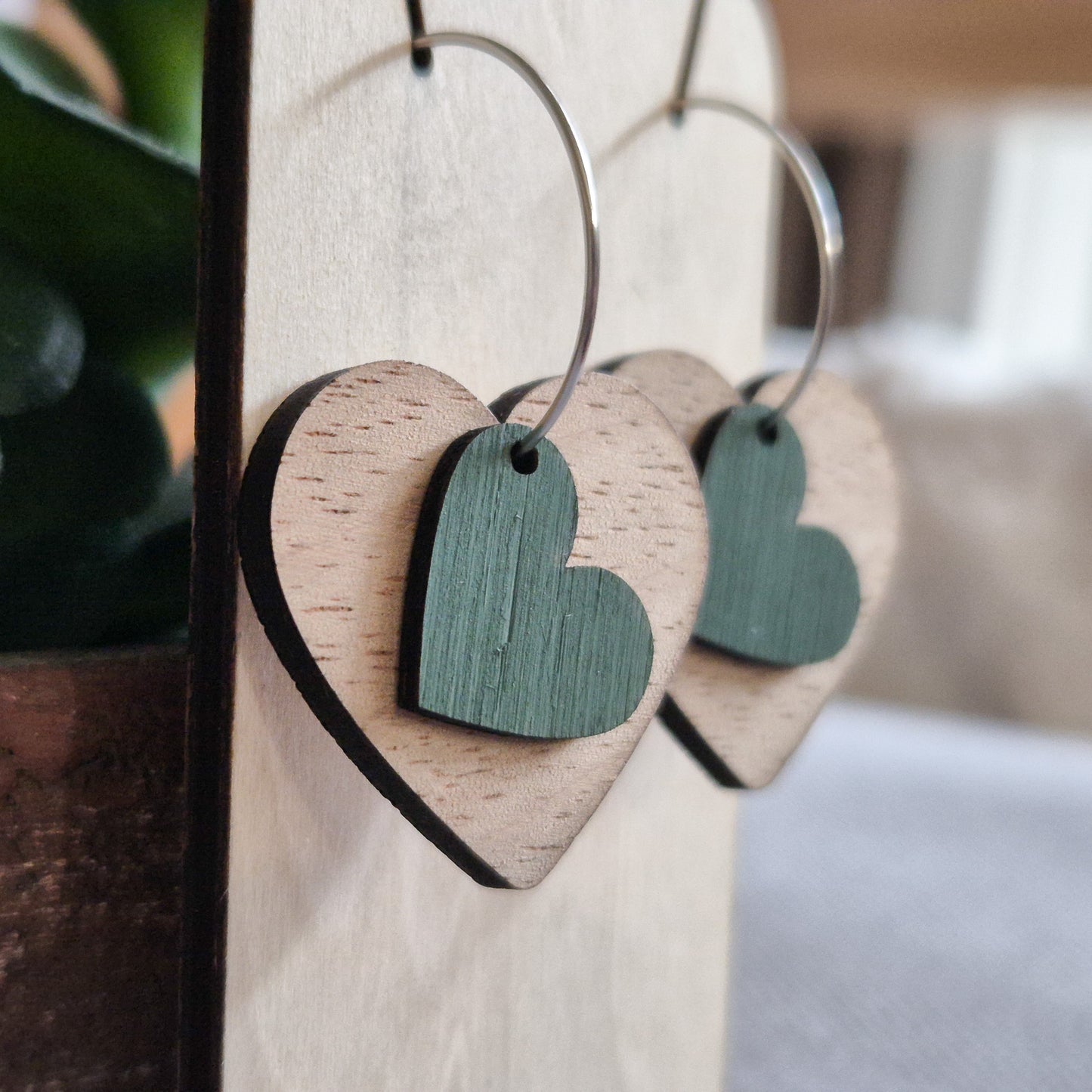 Sage Green Layered Heart Drops