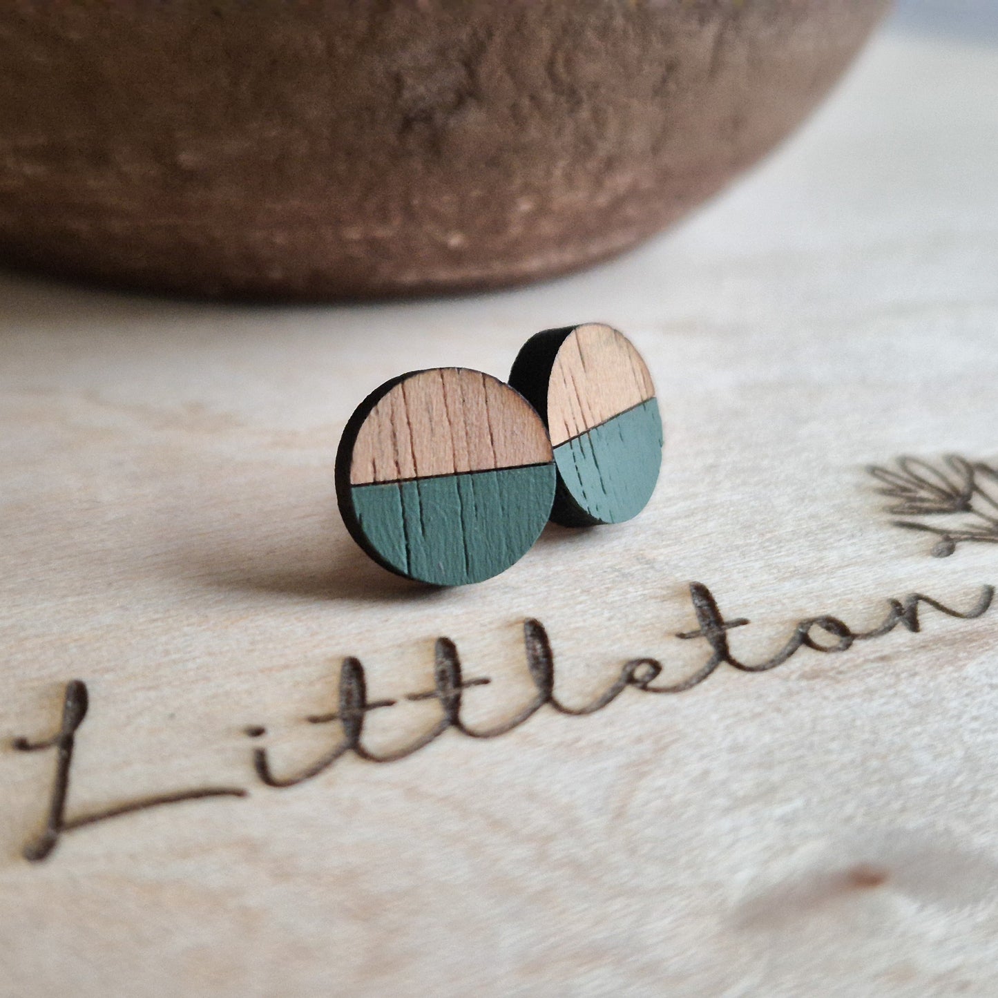 Sage Green Two Tone Studs