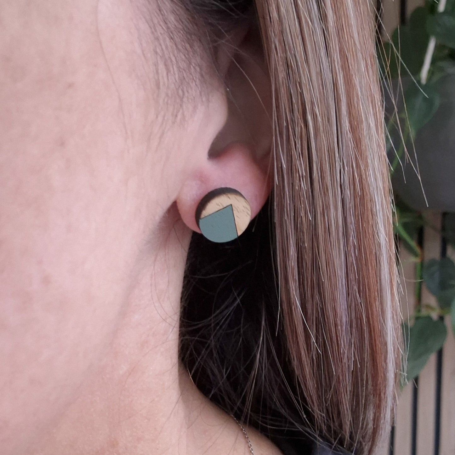 Sage Green Geo Studs