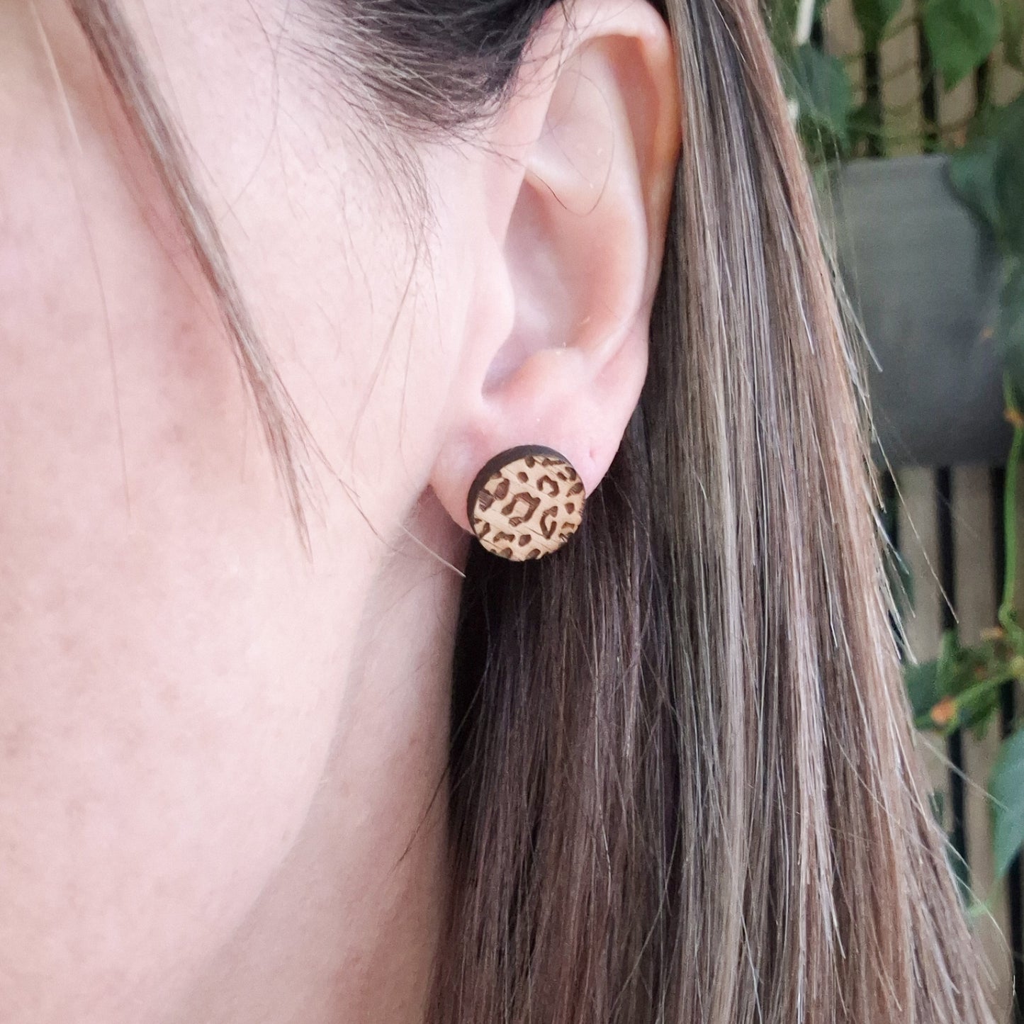 Round Leopard Print Studs
