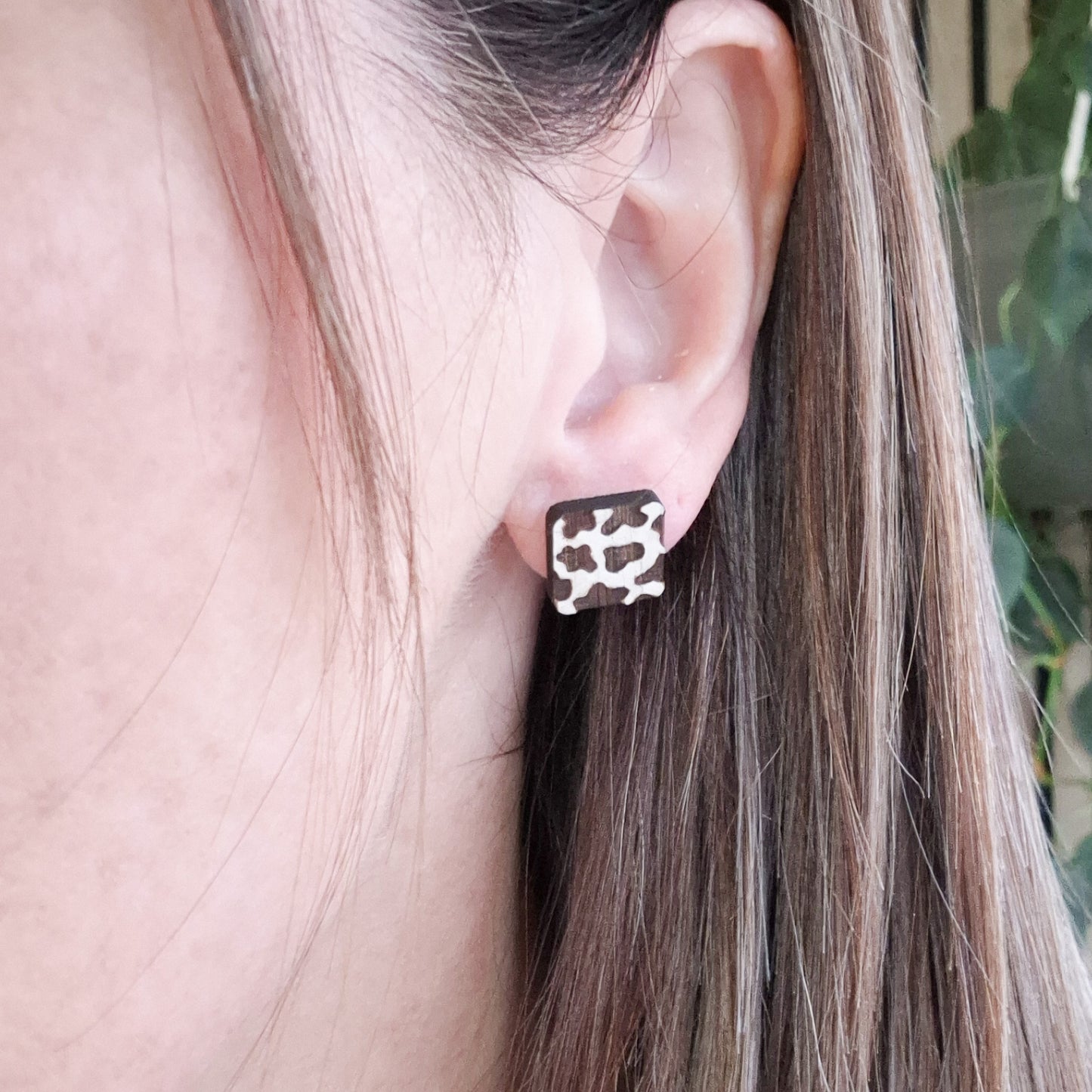 Square Cow Print Studs