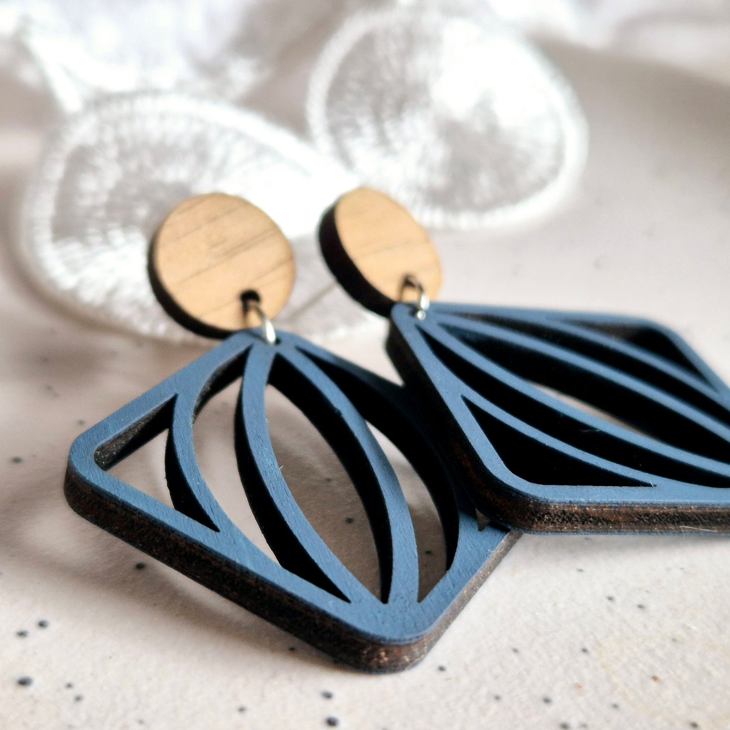 French Blue Hip to be Square Stud Drops