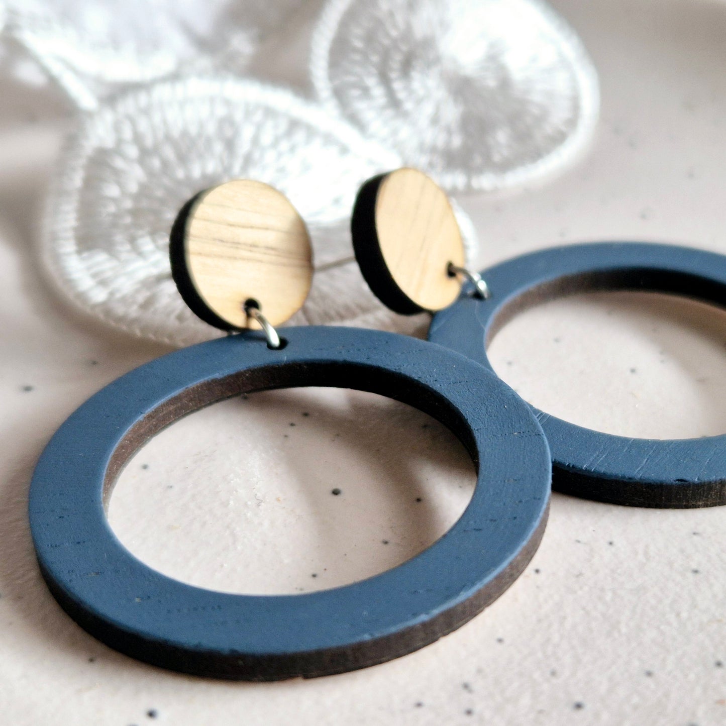 French Blue Round Stud Drops