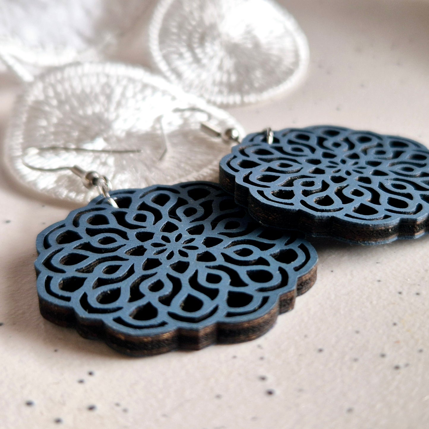 French Blue Round Lace Drops