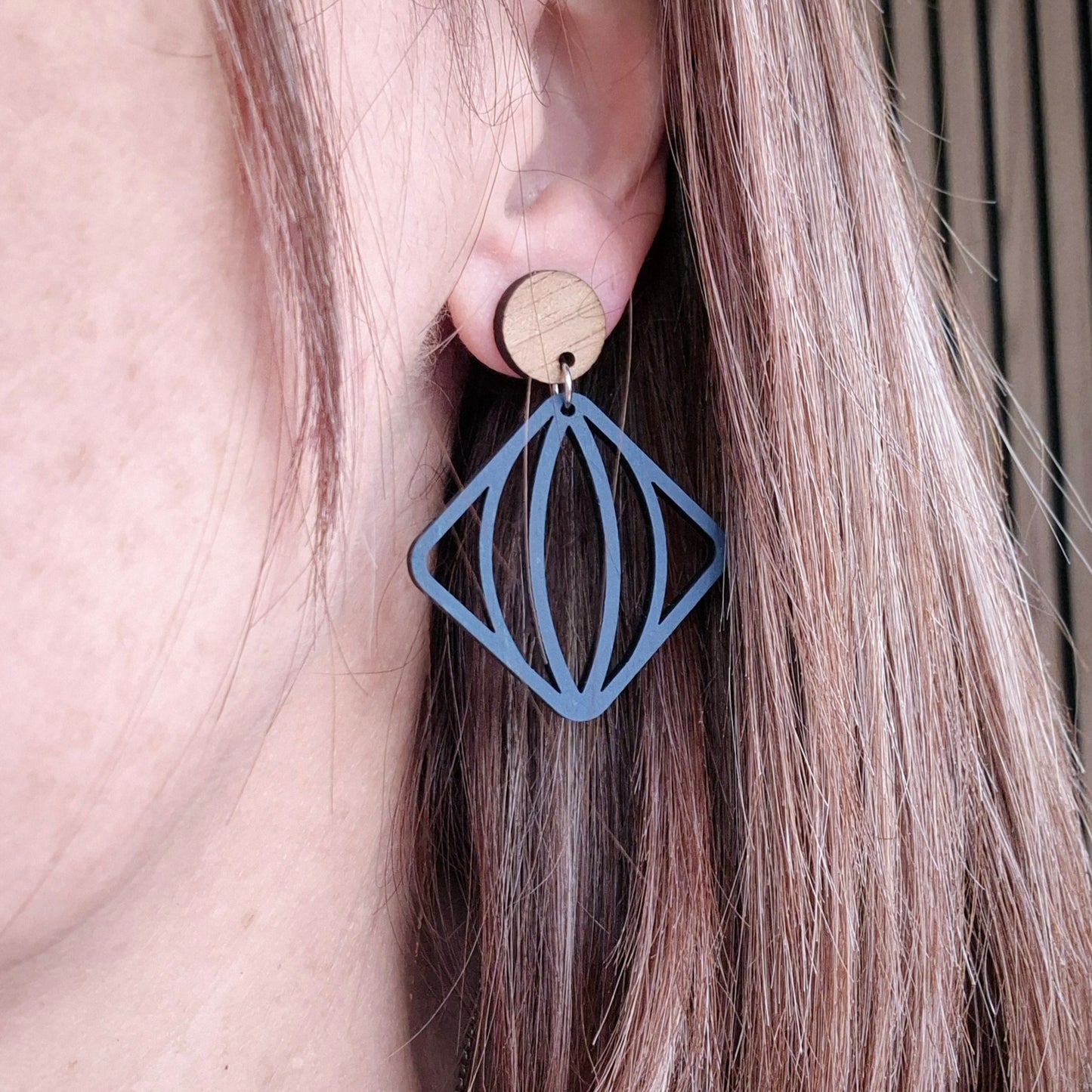 French Blue Hip to be Square Stud Drops