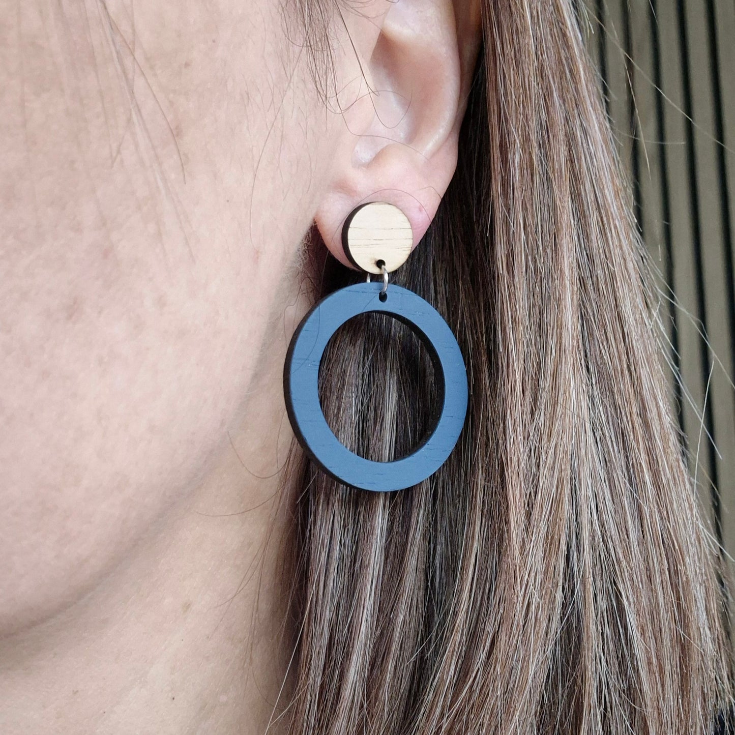 French Blue Round Stud Drops