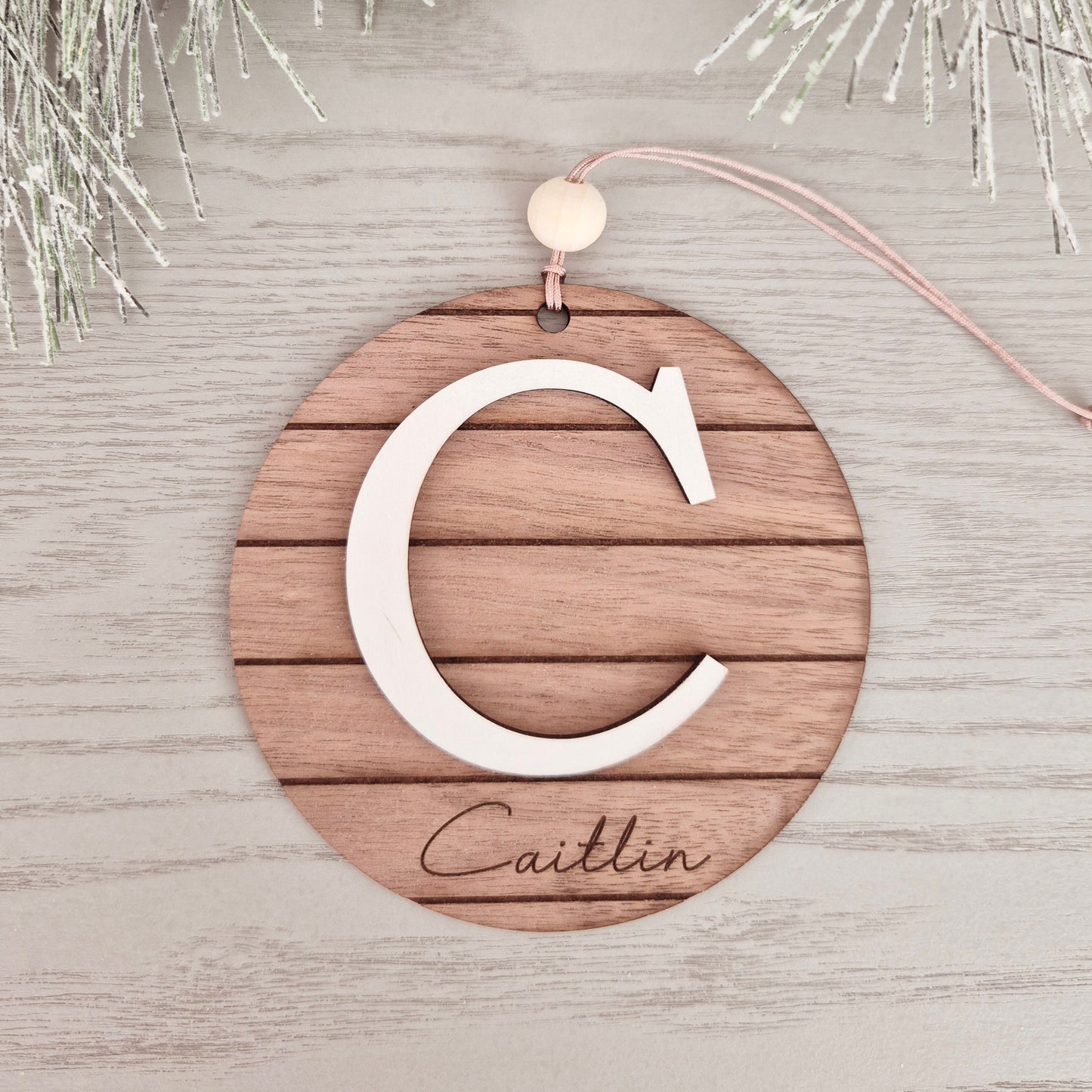 Shiplap Initial Ornament