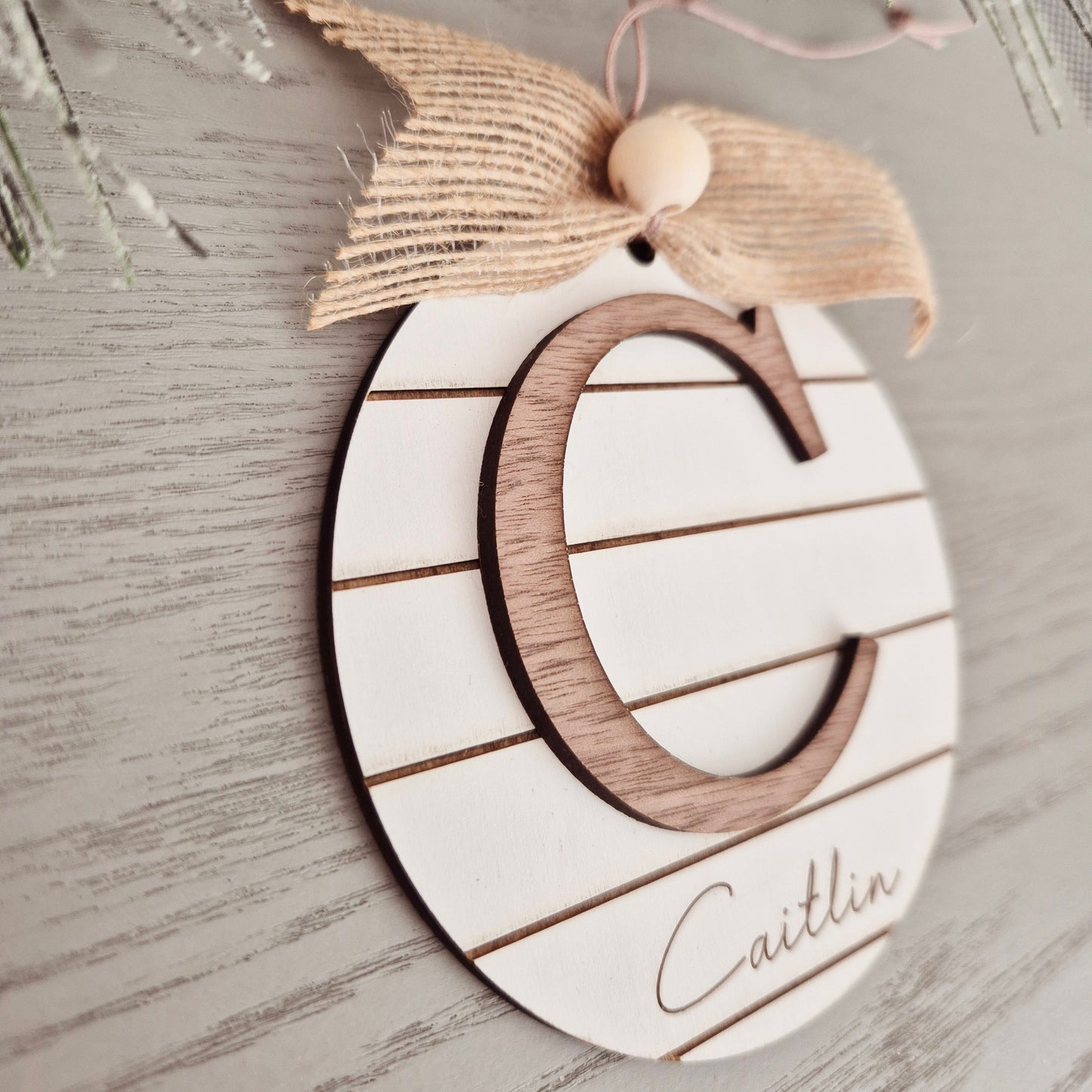 Shiplap Initial Ornament