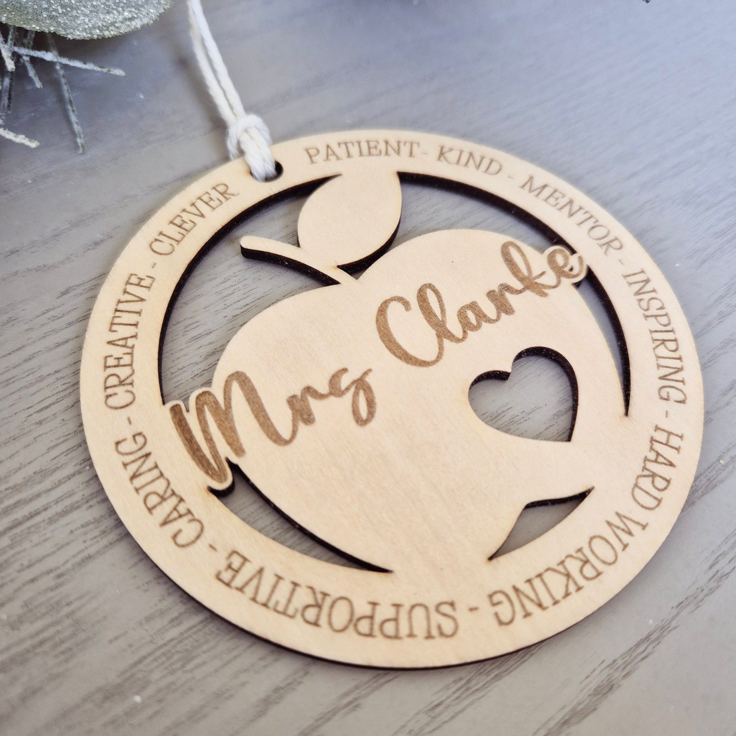 Personalised Round Teacher Apple Ornament