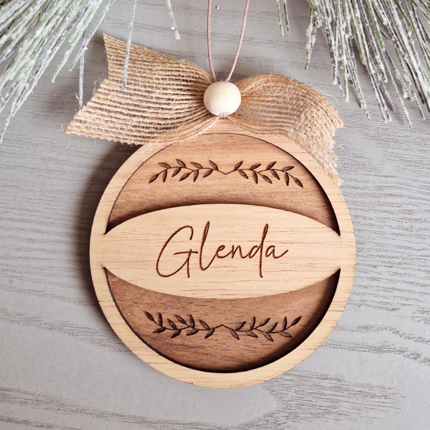 Personalised Round Leafy Ornament