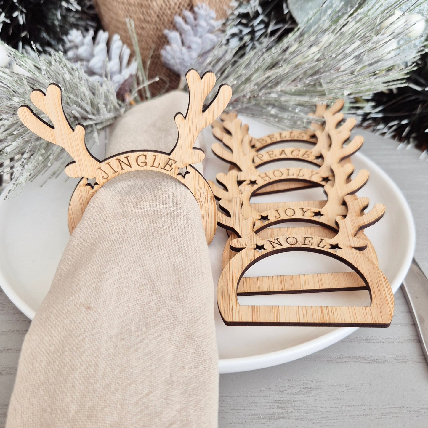 Set of Bamboo Reindeer Napkin Holders