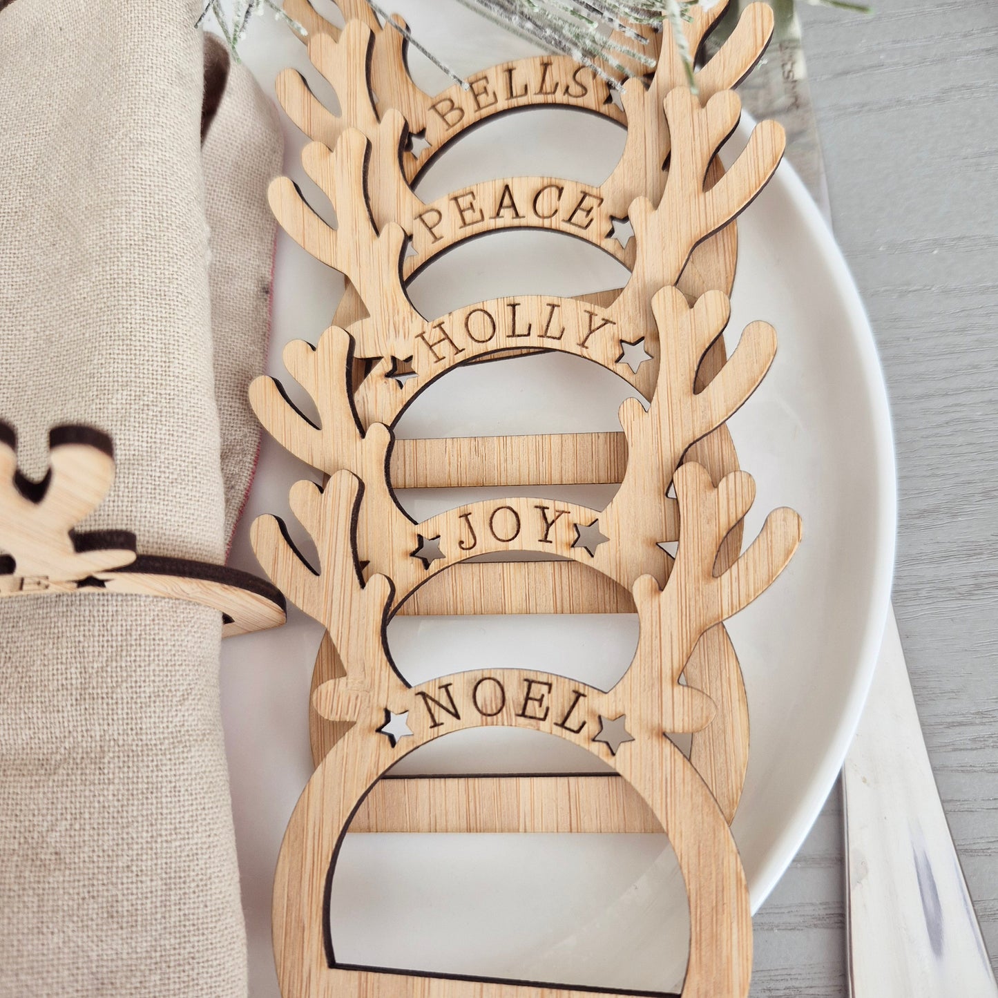 Set of Bamboo Reindeer Napkin Holders