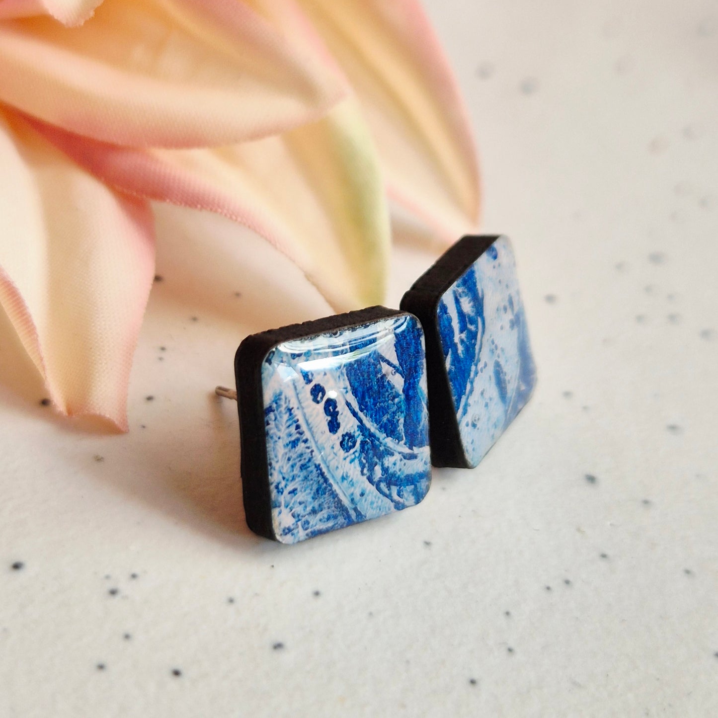 Gel Plate Square Studs (Blue and pink)