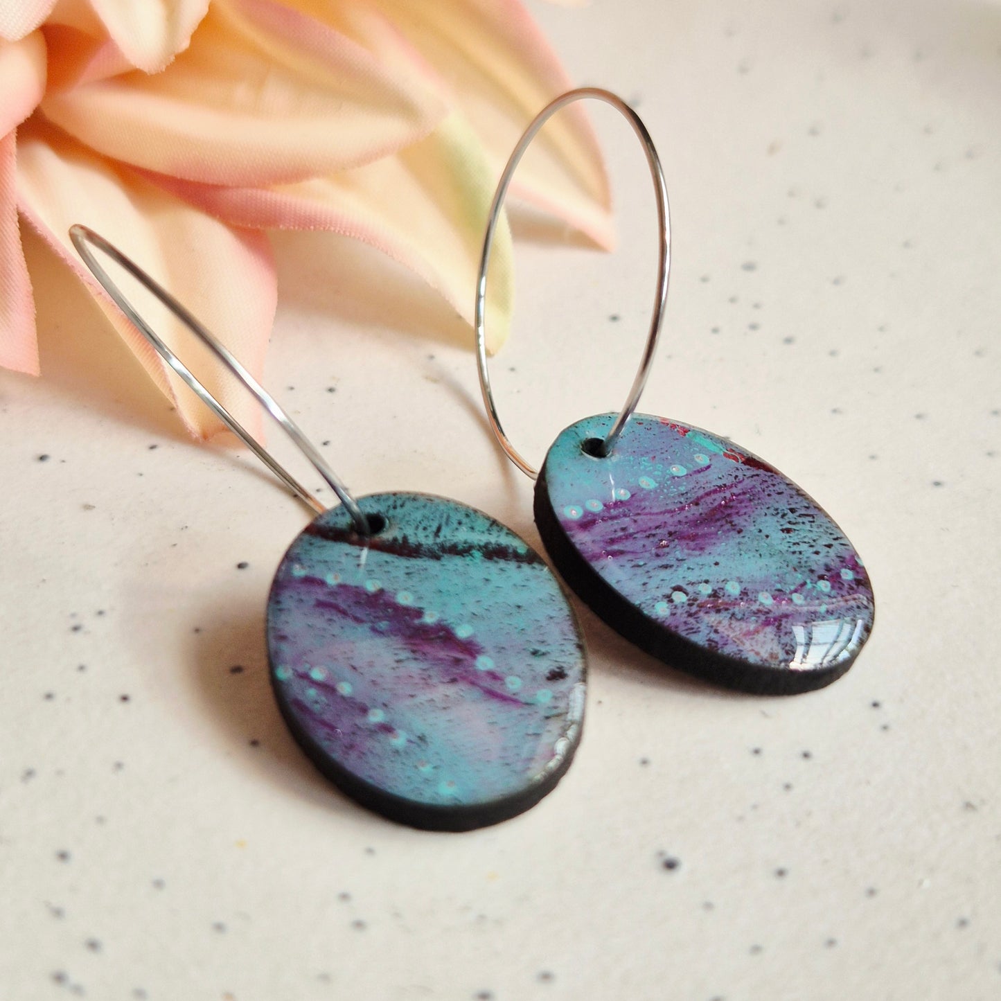 Gel Plate Oval Hoops (Turquoise and purple)