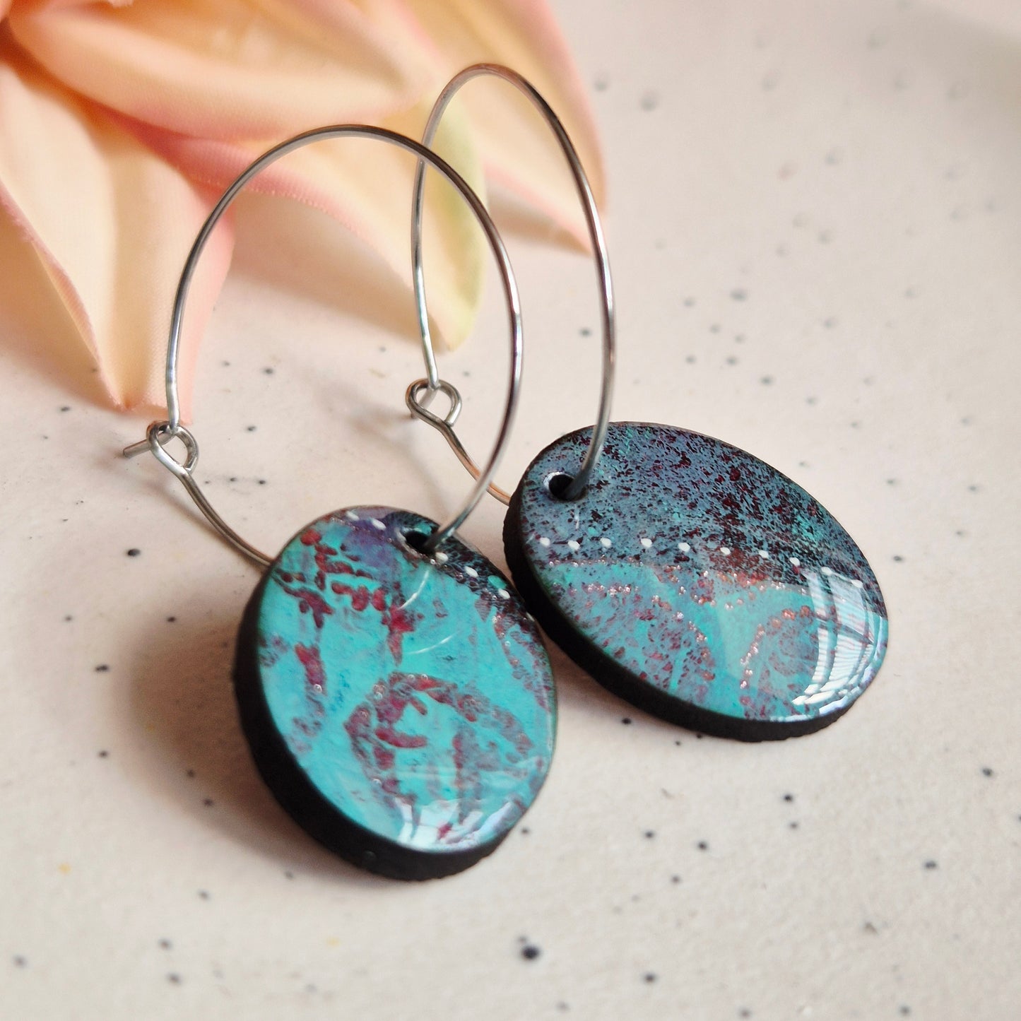 Gel Plate Oval Hoops (Turquoise and purple)