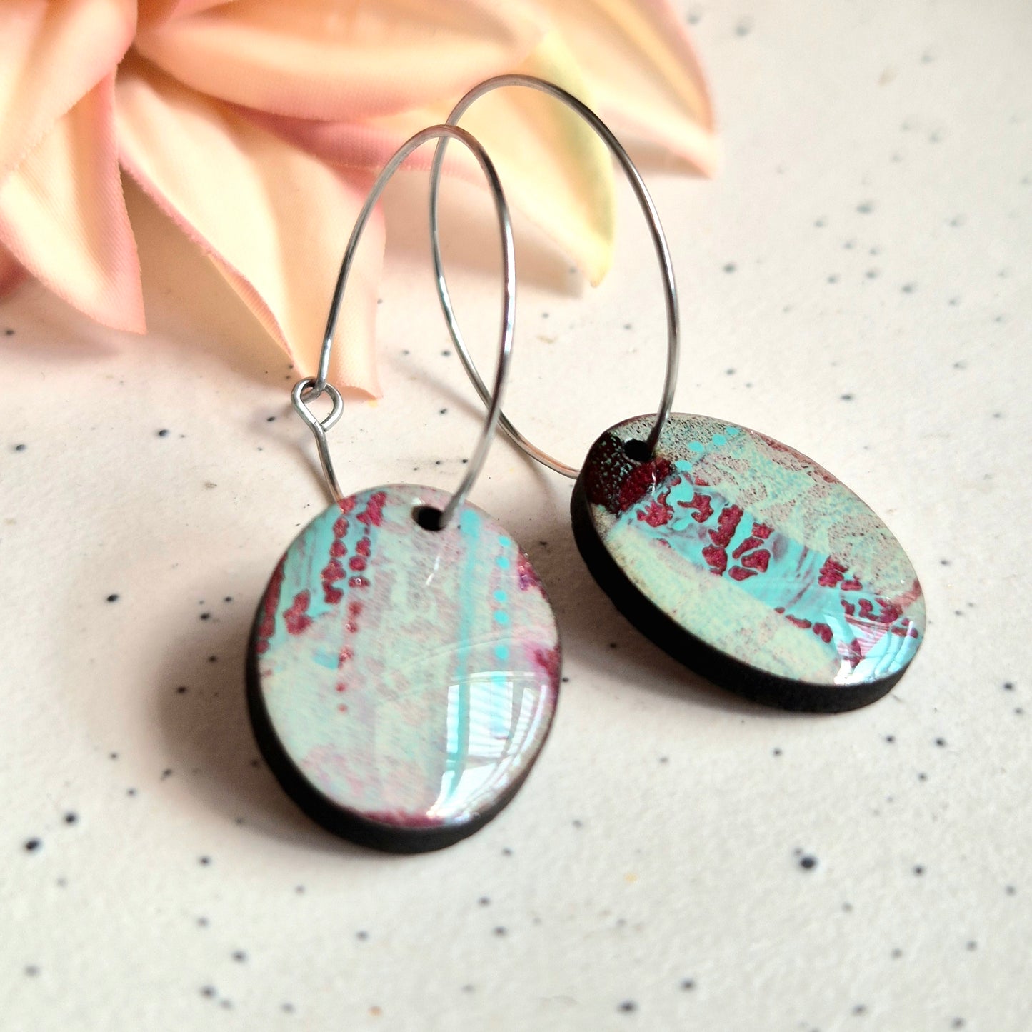Gel Plate Oval Hoops (Turquoise and purple)