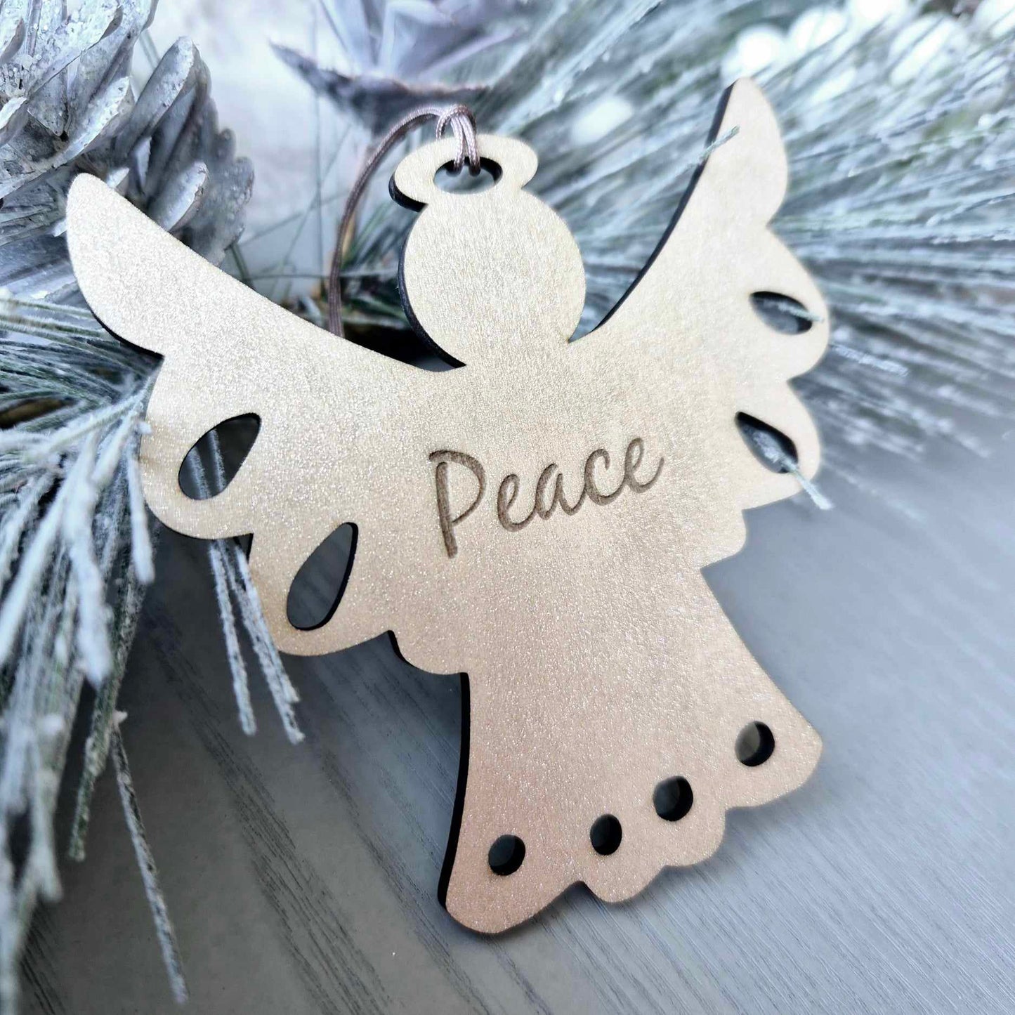 Peace & Joy Angel Ornament (white or gold)