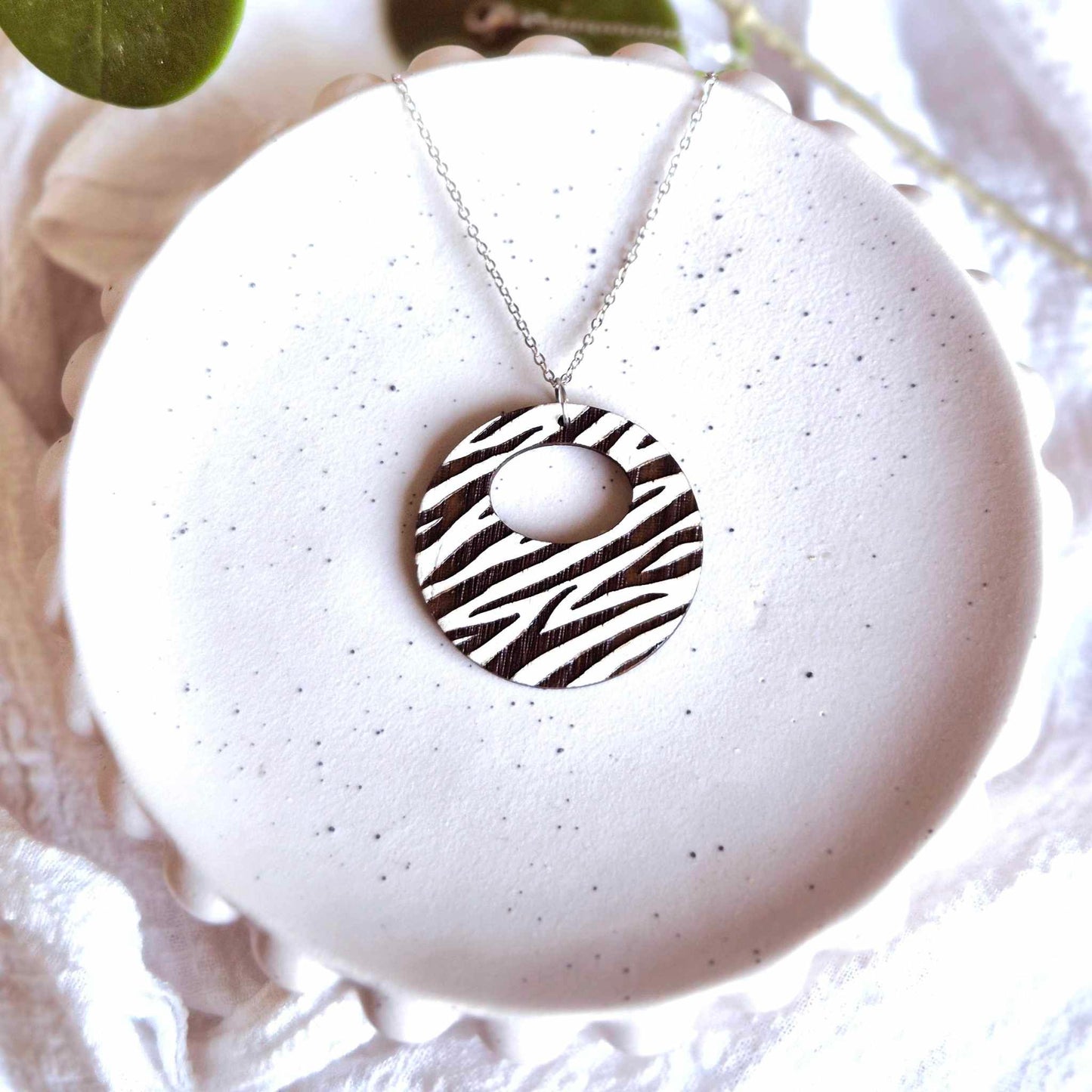 Round Zebra Pendant (chain optional)