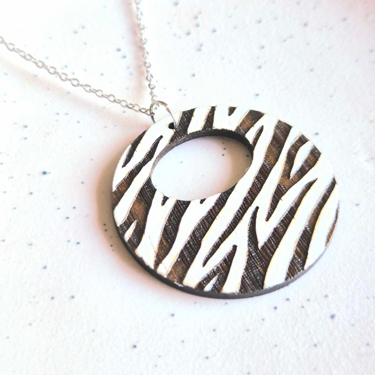 Round Zebra Pendant (chain optional)