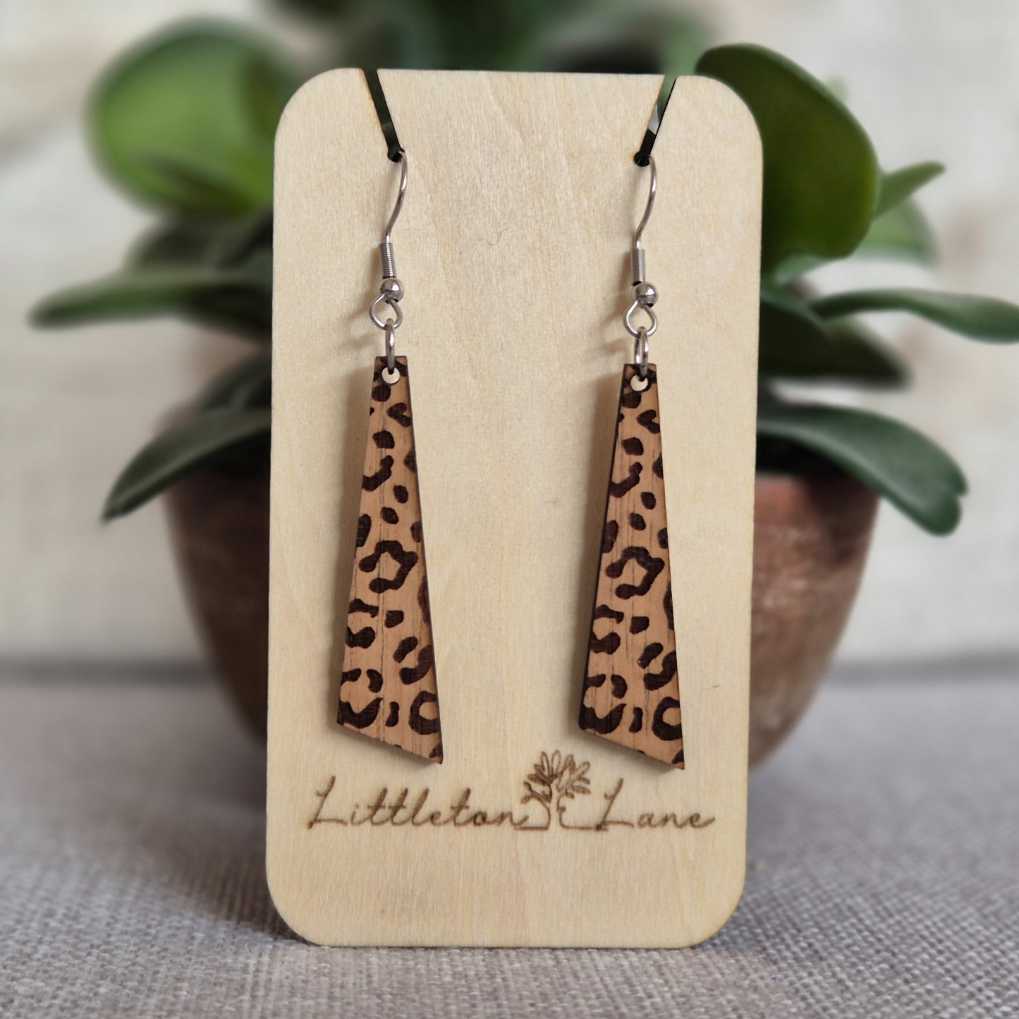 Leopard Print Angled Drops