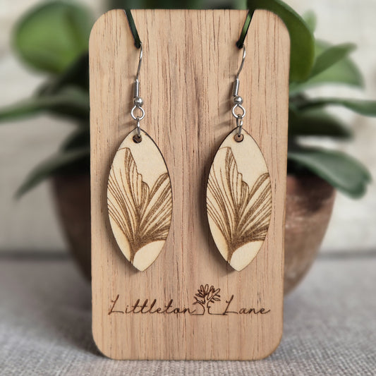 Leaf Engraved Oval Drops