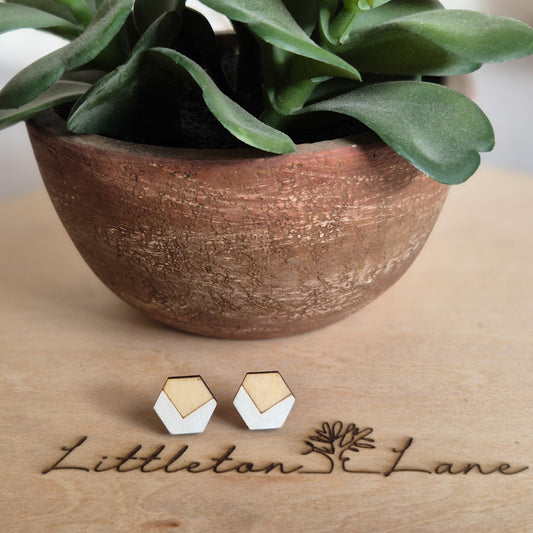 White Hexagon Geo Studs