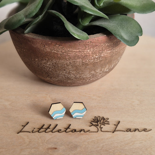 Waves Hexagon Studs