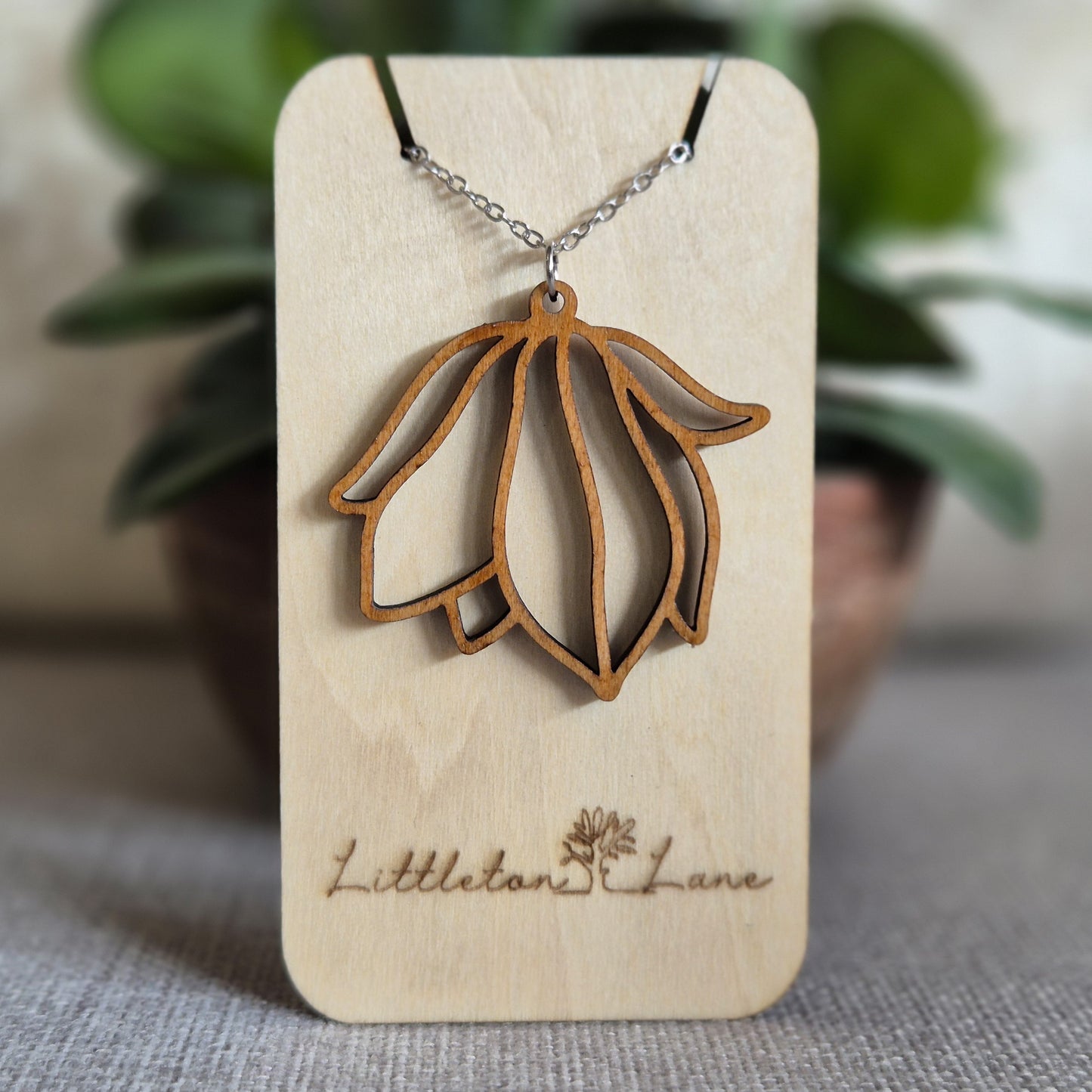 Large Magnolia Pendant (chain optional)