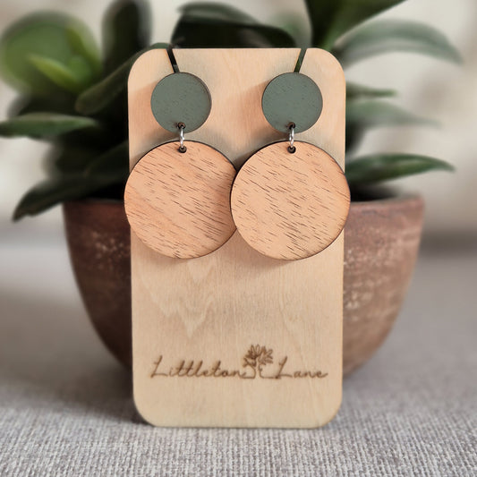 Sage Green Round Stud Drops