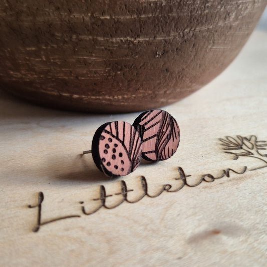 Leaf Engraved Studs