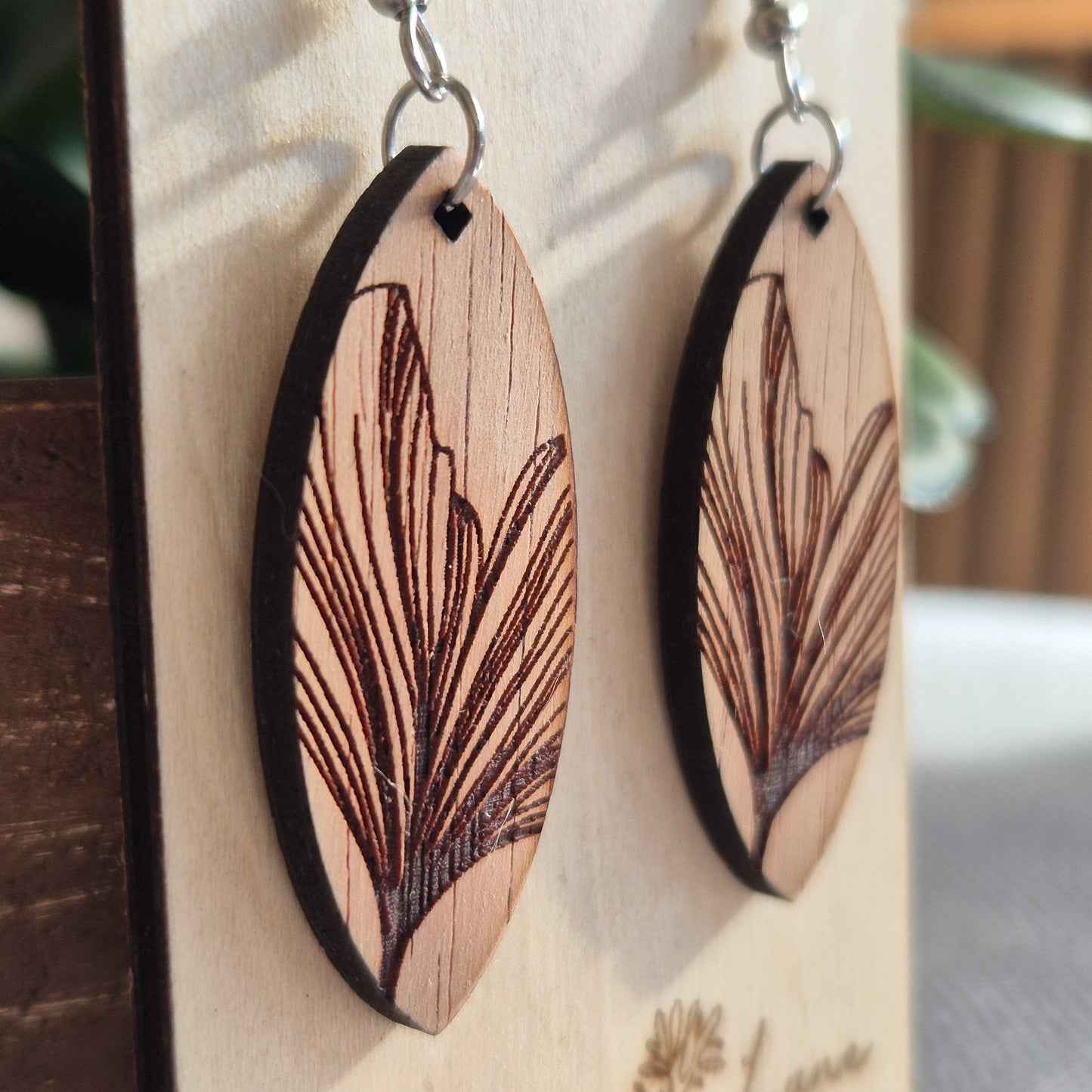 Leaf Engraved Oval Drops