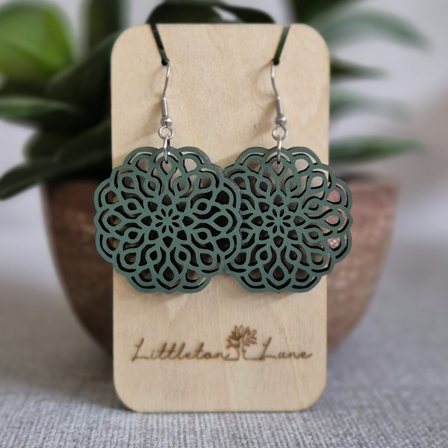 Sage Green Round Lace Drops