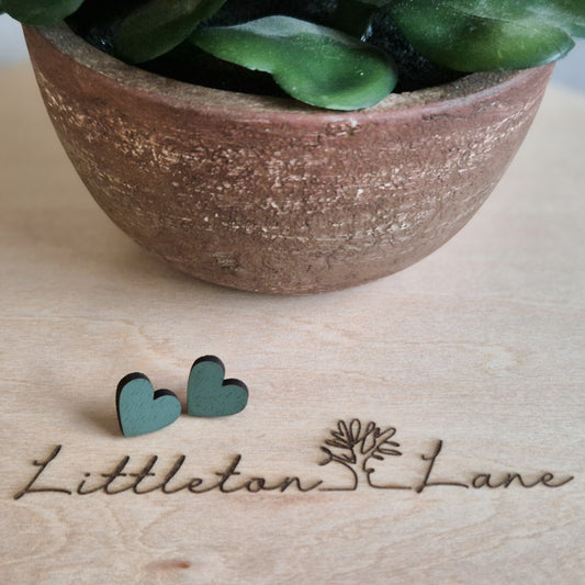 Sage Green Heart Studs