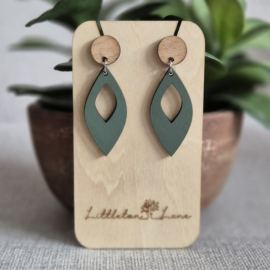 Sage Green Open Leaf Stud Drops