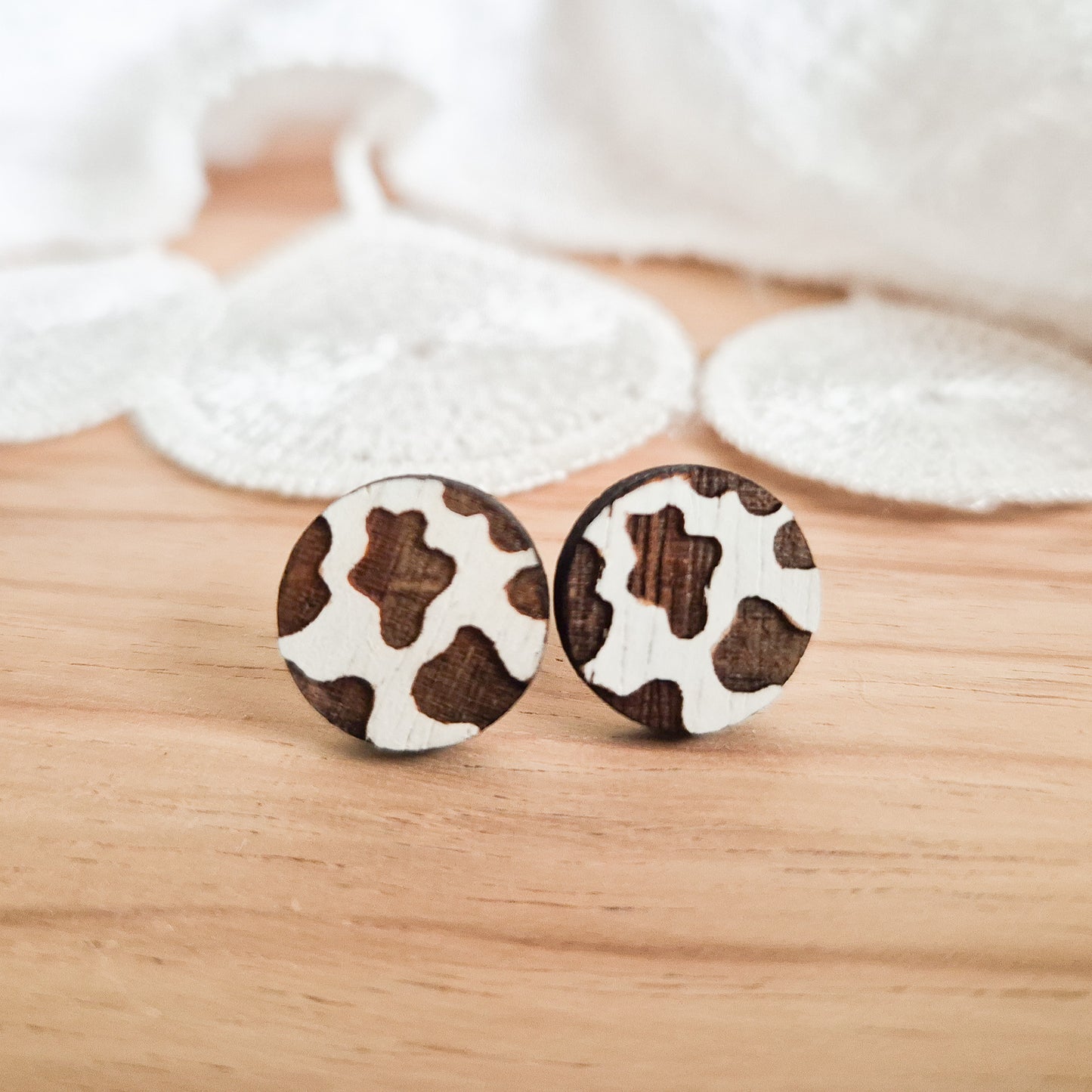 Round Cow Print Studs