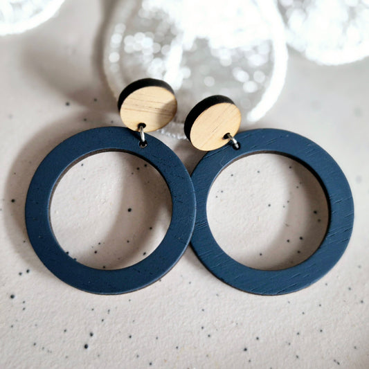 French Blue Round Stud Drops