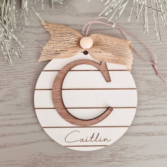 Shiplap Initial Ornament