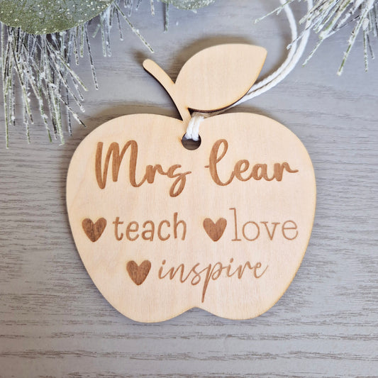 Personalised Teacher Apple Ornament