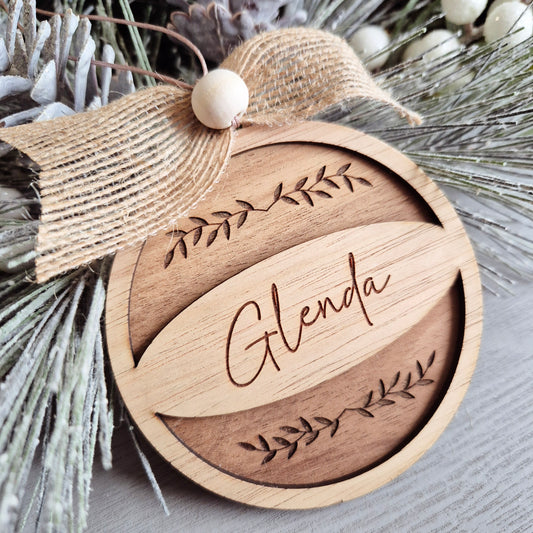 Personalised Round Leafy Ornament