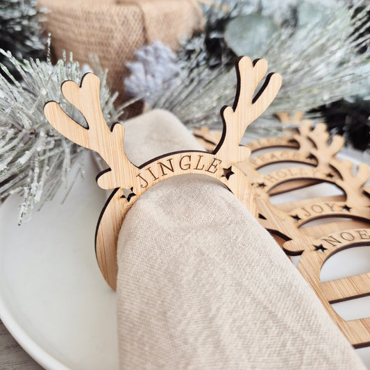 Set of Bamboo Reindeer Napkin Holders