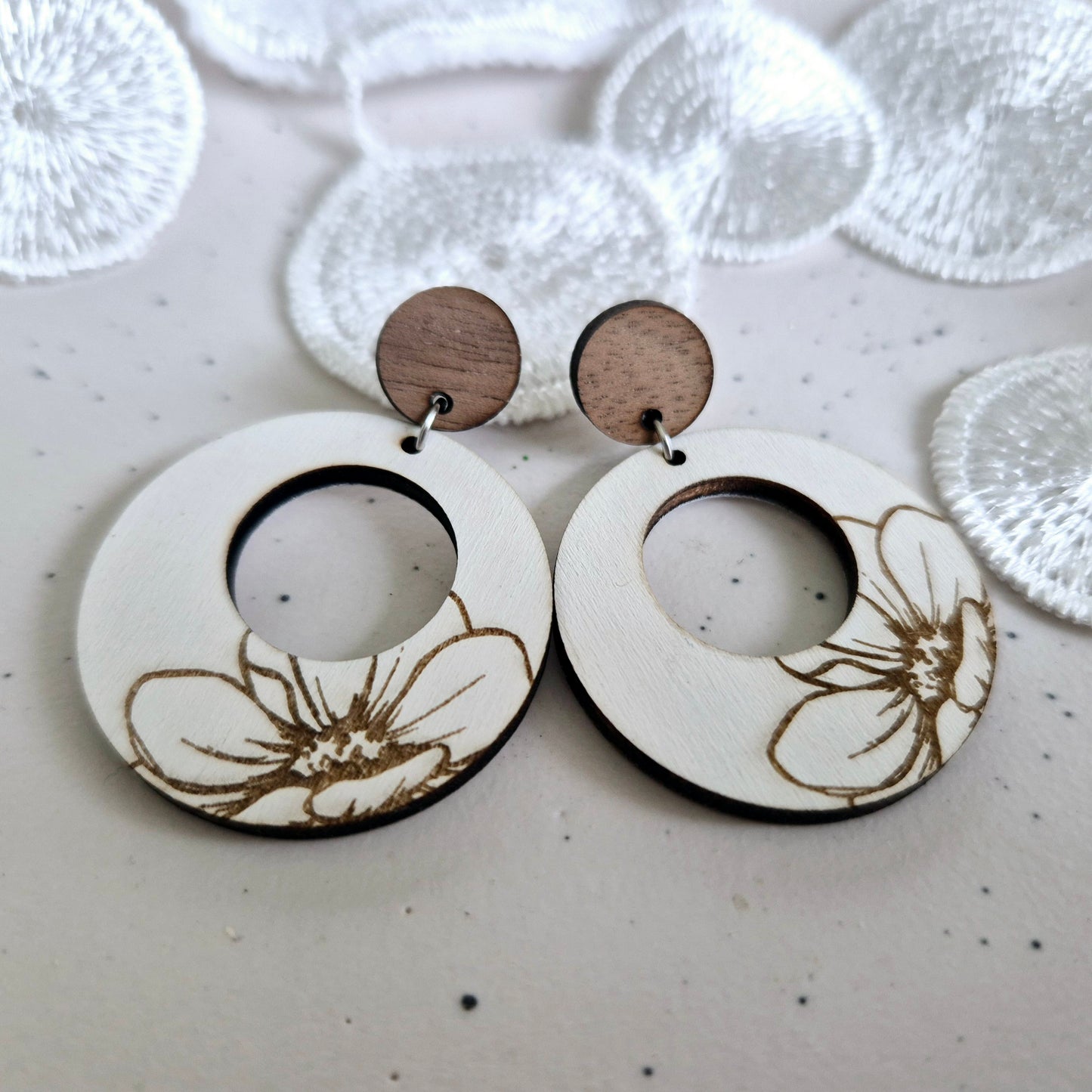 Inverted Round Floral Stud Drops