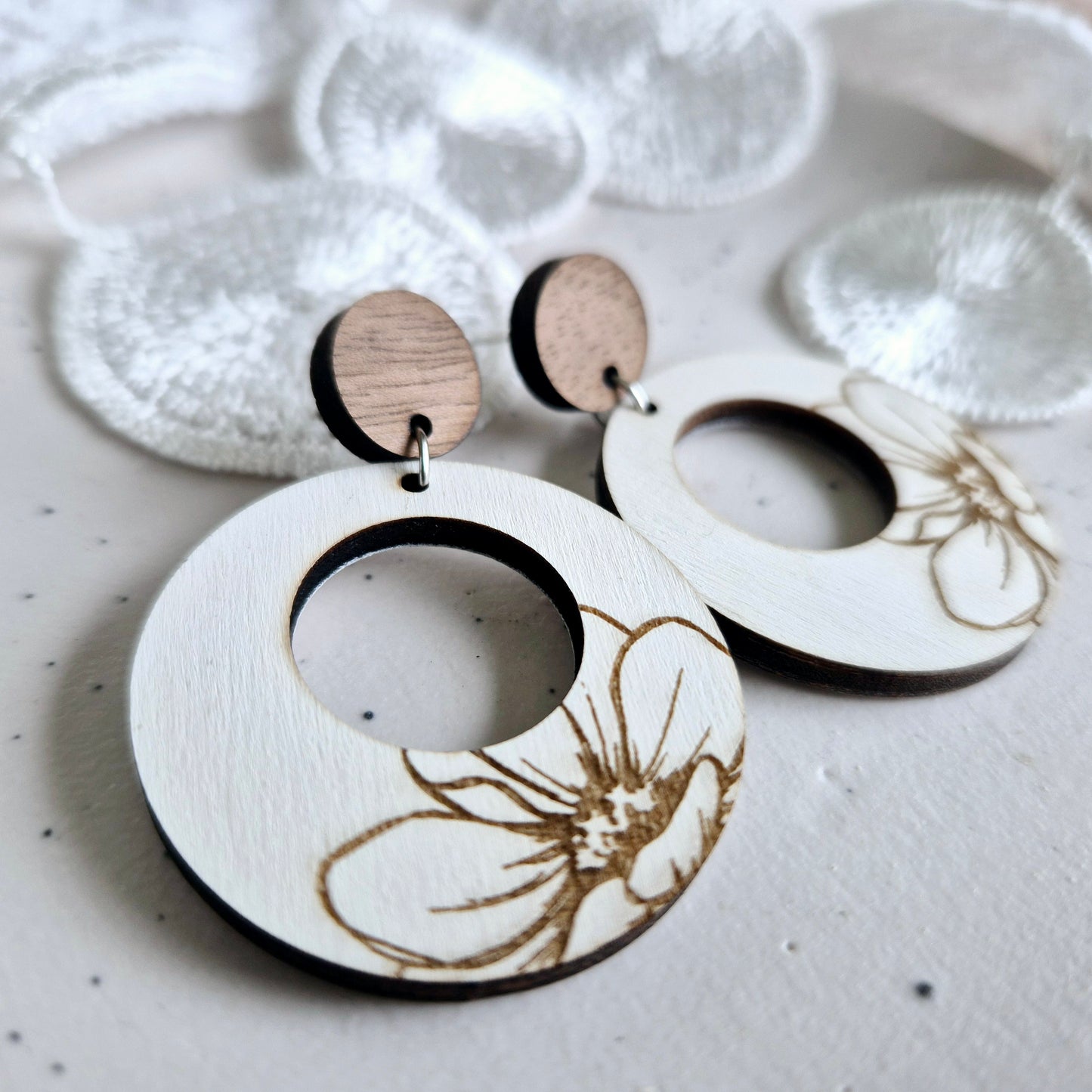 Inverted Round Floral Stud Drops