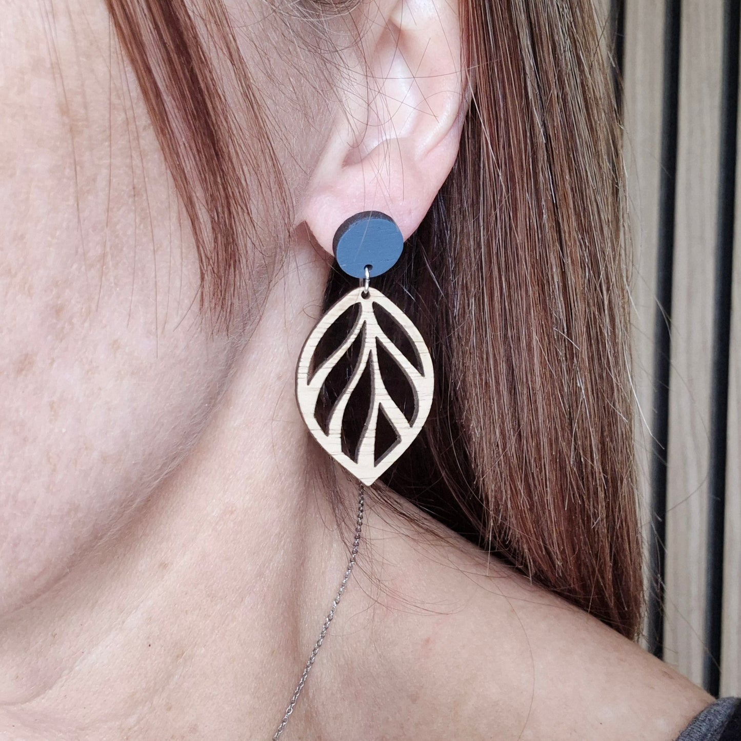 French Blue Open Leaf Stud Drops