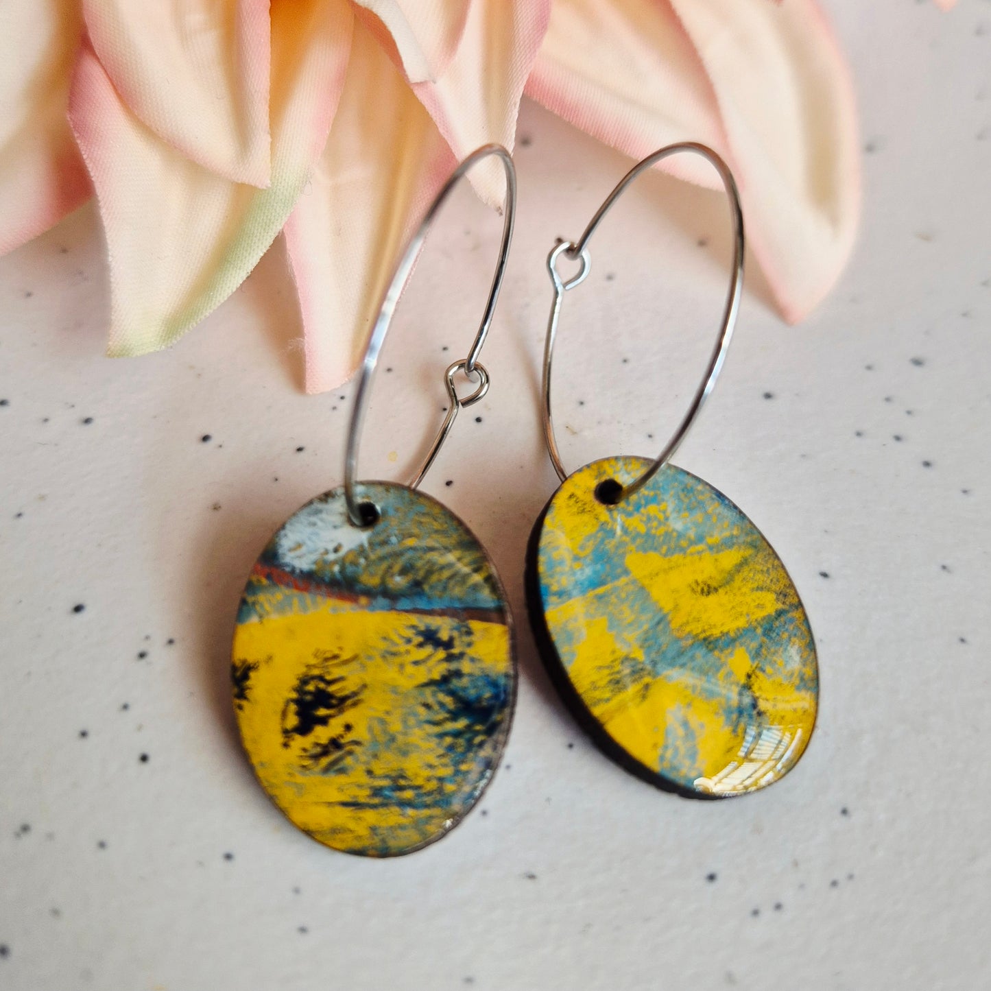 Gel Plate Oval Hoops (Yellow and blue)